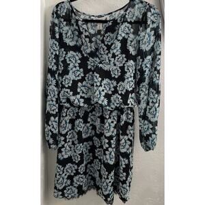 White House Back Market Blue Floral Sheer Overlay Dress Size 10 Lace Bottom